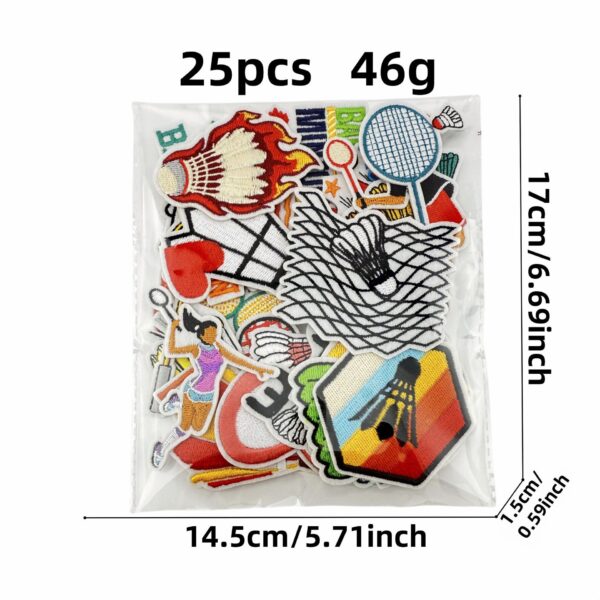 Wholesale Colorful Graffiti Badminton Embroidery Patch Decorative Sports Sticker for Gift Resale
