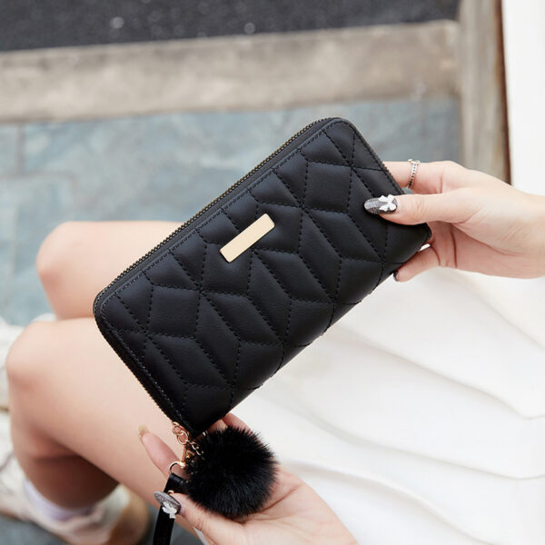 oly-570d27f732c9059d4e95b40e0f371e7f Wholesale Embroidered Striped Pu Leather Long Wallet with Pom Pom Trendy Fashion Accessory