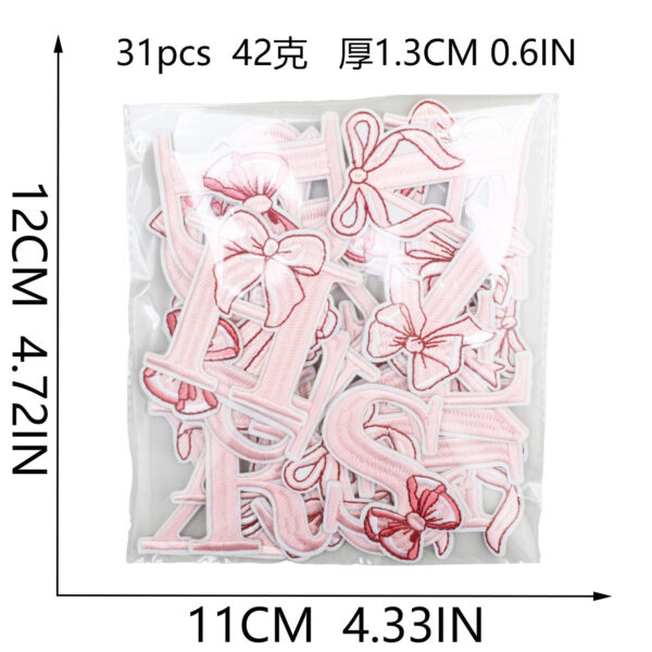 oly-571e3de134044b6e5592d33276bb0914 Wholesale Chic Pink Bow Embroidery Iron-On Patches 26 Pieces for Clothing Gift Set