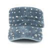 oly-573af9918b3cefbde1b4164ff83e31ea Wholesale Grey Flat Top Hat with Dot Rivets Adjustable Casual Cap for Outdoor Sun Protection