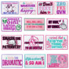 oly-5744d7a7e9957badff3125eb04647bf0 Wholesale Polyester Iron-On Patches with Pink English Letters Gold Plaid - Fashion Craft Supply for Coats