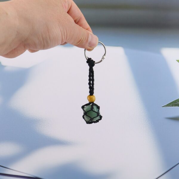 Wholesale Natural Amethyst Crystal Keychain Black Rope Adjustable Bag Charm Fashion Accessory Gift