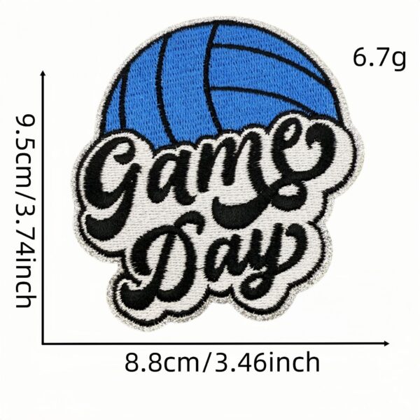 oly-577aaa12b875131ccd3a2910128e53f3 Wholesale Cartoon Volleyball Embroidered Patch Blue Glitter Iron-On Decorative DIY Accessory