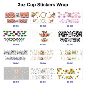 Wholesale 8pcs Boho Floral 3oz Cup Stickers Wrap