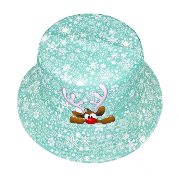 Wholesale Reversible Bucket Hat with Snowflake Elk Pattern Sun Protection Fashion Accessory