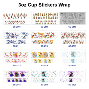 Wholesale 8pcs Mixed Bottle Jar Cartoon Princess Print 3oz Cup Stickers Wrap OLY Exclusive
