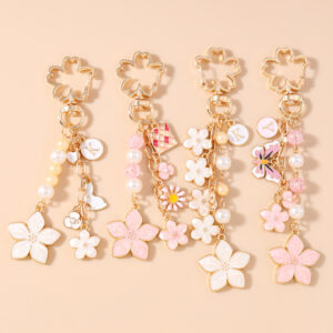 Wholesale Zinc Alloy Cherry Blossom Butterfly Keychain Cute Bag Charm Gift
