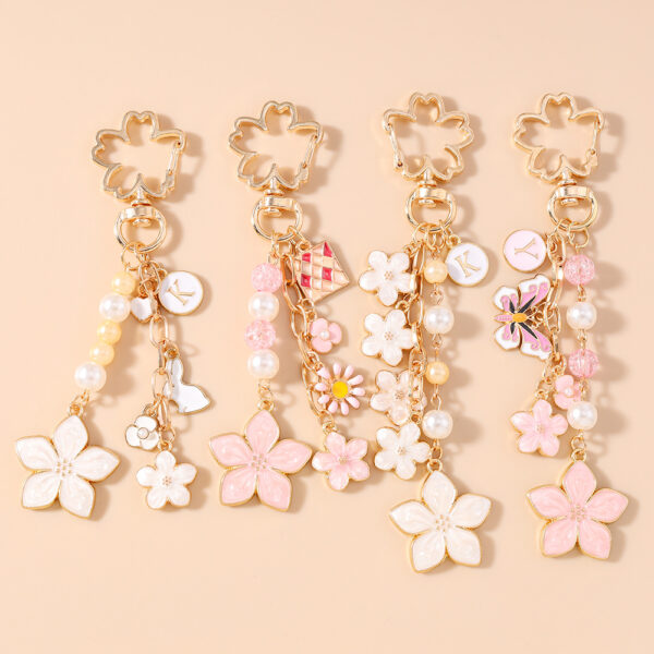 Wholesale Zinc Alloy Cherry Blossom Butterfly Keychain Cute Bag Charm Gift