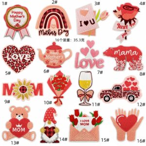 Mother's day cloth stickers set 16 pieces