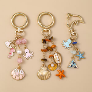 oly-57cdd2b4794fbf7362225458d10addc2 Wholesale Blue Starfish Octopus Seahorse Zinc Alloy Keychain Trendy Bag Charm Gift