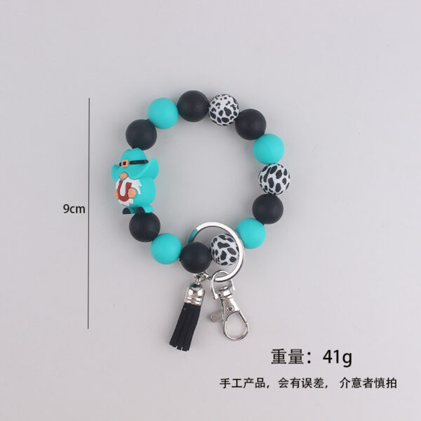 oly-57d0c33af36a0e2825240e61b82ae232 Wholesale Western Cowboy Silicone Beaded Bracelet Keychain Trendy Tassel Bag Charm for Party Gifts