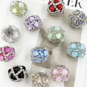Wholesale Acrylic Heart Shape Beads Mixed Colors for DIY Phone Chain Bag Charm Keychain Craft Supply