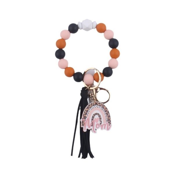 oly-581d88bb281fc628ab11b3570a8ef386 Wholesale American Style Leopard Print Silicone Bead Bracelet Keychain Pink Boutique Resale Accessory
