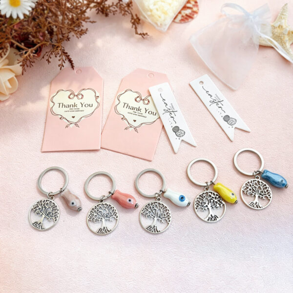 Wholesale Tree of Life Colorful Fish Keychain Trendy Car Key Accessory for Party Gifts