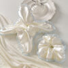 Wholesale Trendy White Satin Blue-Edge Large Intestine Hair Tie – Handmade Hair Accessory for Everyday Styling