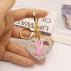 oly-58aa6dca1aa90d44e98dbb39b1f5f3e0 Wholesale Modern Rhinestone Heart Keychain Alloy Pink Ribbon Car Key Accessory Gift