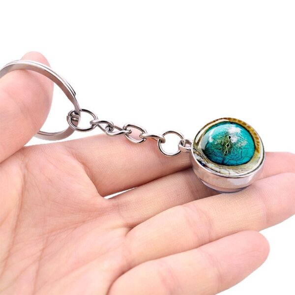 Wholesale Glow in the Dark Funny Animal Eyes Glass Ball Keychain Pendant Metal Electroplating Bag Charm for Students Gift