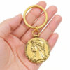Wholesale French Vintage Gold Coin Keychain Marianne Goddess Keychain Car Key Accessory Boutique Resale