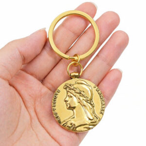 Wholesale French Vintage Gold Coin Keychain Marianne Goddess Keychain Car Key Accessory Boutique Resale