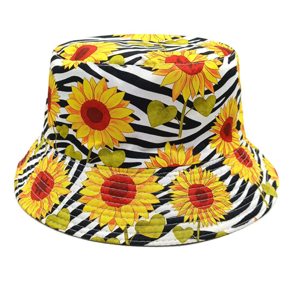 Wholesale Reversible Sunflower Zebra Print Bucket Hat Sun Protection Resale