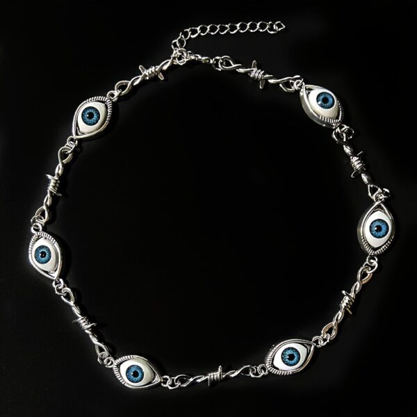 oly-58fbc6e23c8c16a7fb3018718c822c15 Wholesale Zinc Alloy Snake Bone Chain Necklace with Blue Eye Pendant Halloween Punk Style Jewelry Accessory for Everyday Wear