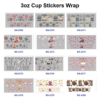 Wholesale 8pcs Mixed Quote Pet Cartoon Floral Print 3oz Cup Stickers Wrap OLY Exclusive