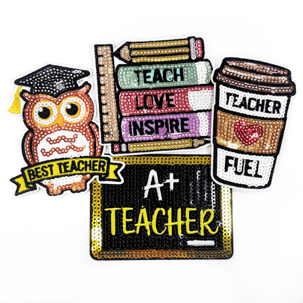 oly-590dcc21ebf1679d540269712c3a3df6 Wholesale Sequins Iron On Patch Owl Book Design Fashion DIY Accessory