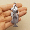 Wholesale Zinc Alloy Retro Fishbone Skeleton Keychain Pendant, Punk Style Fashion Accessory for Keys or Bag