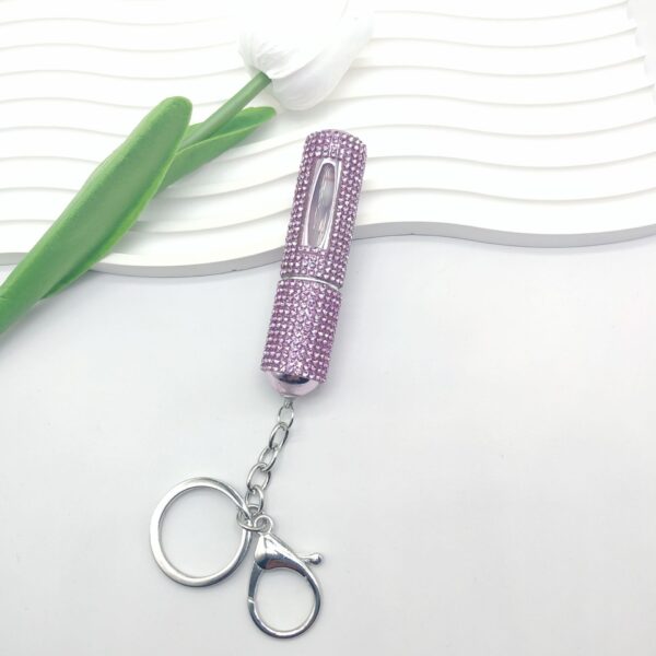 oly-5982b8f680ec501005e06495f5c9b507 Wholesale Fashion 5ml Refillable Perfume Spray Bottle Keychain Rhinestone Metal White Gift