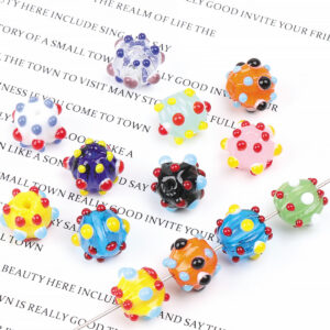 Wholesale Stylish Sea Urchin Design Glass Beads 12mm Mixed Colors for DIY Jewelry Gift and Everyday Wear