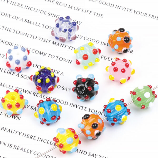 Wholesale Stylish Sea Urchin Design Glass Beads 12mm Mixed Colors for DIY Jewelry Gift and Everyday Wear