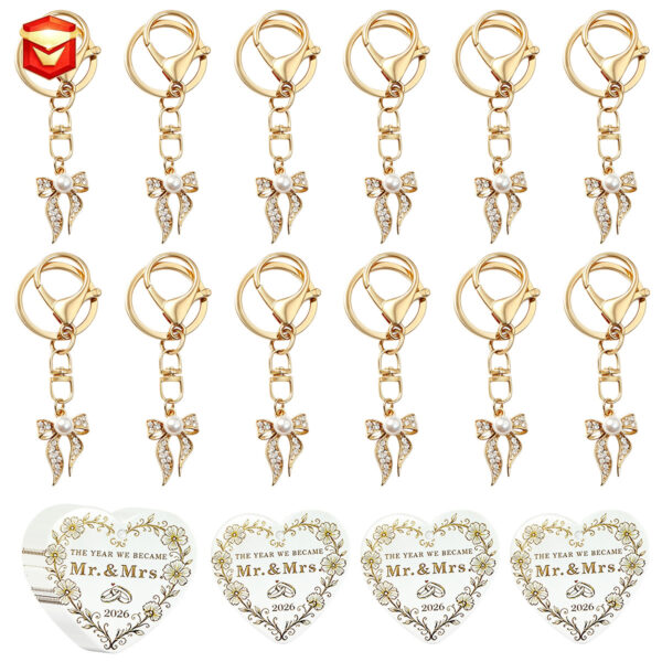 oly-598f05d4db53132e71f767413cadd64f Wholesale Gold Rhinestone Bow Pearl Keychain Wedding Favor Decorative Accessory