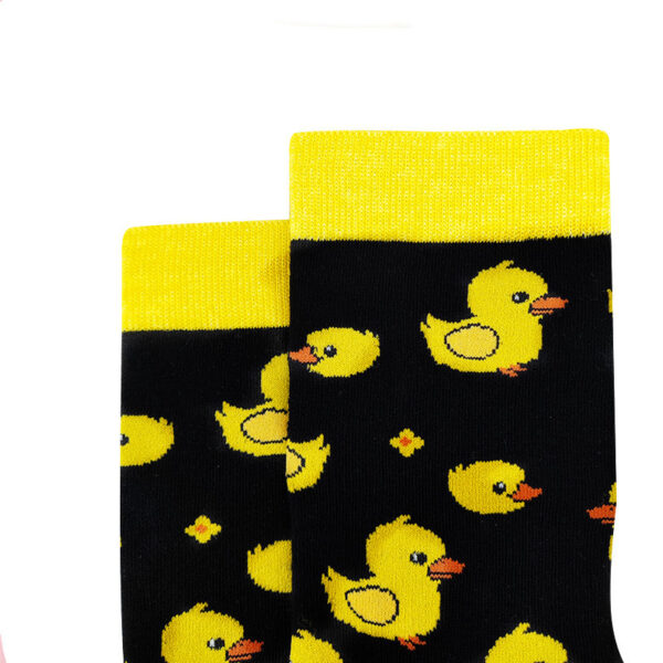 Wholesale Stylish Mid Tube Socks with Cute Yellow Duck Pattern Unisex Casual Socks for Youth