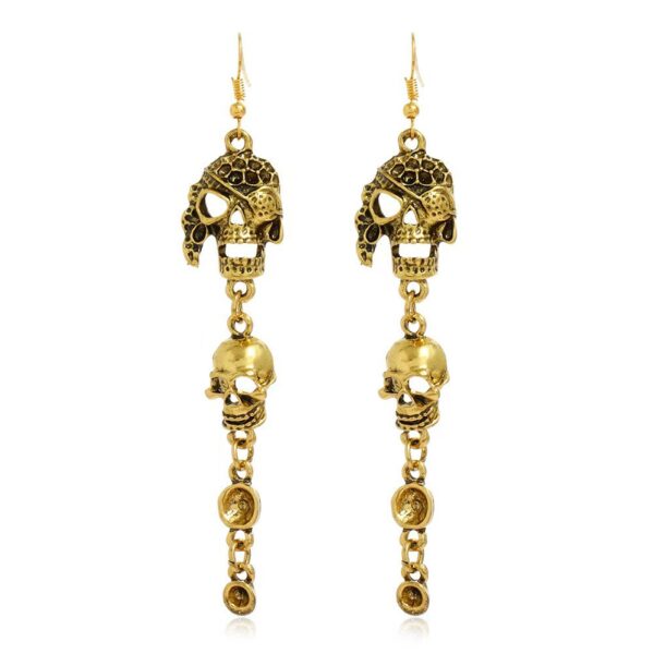 Wholesale Halloween Skull Necklace Ancient Gold Plated Gothic Style Party Wear Fashion Accessory