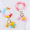 oly-59b3cdf8ec20b7ad63745556f2340017 Wholesale DIY Pink Sunflower Silicone Bead Bracelet Bangle Keychain Party Gift Jewelry Accessory
