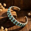 oly-59c39e1704e9bc663805aa771b03856e Wholesale Vintage Bohemian Double-Row Turquoise Open Bangle Cuff Jewelry Accessory for Gift Boutique Resale