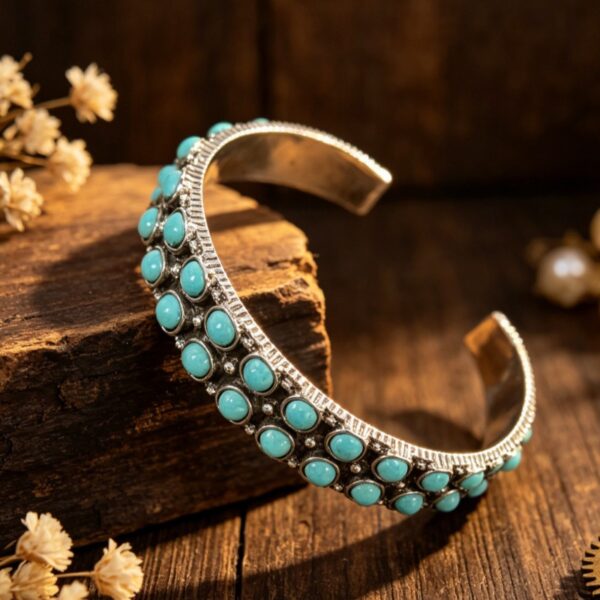 oly-59c39e1704e9bc663805aa771b03856e Wholesale Vintage Bohemian Double-Row Turquoise Open Bangle Cuff Jewelry Accessory for Gift Boutique Resale