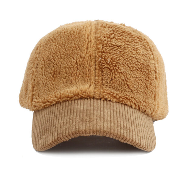 oly-59d67d9c60b4a623b6eba527a7238395 Wholesale Fleece and Corduroy Spliced Baseball Cap Winter Warm Adjustable White Stylish Cap
