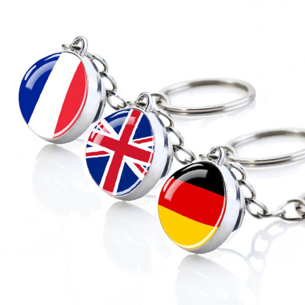 Wholesale Glow in the Dark Flag Keychains Metal Electroplating Key Ring Pendant for Car Bag Charm Gift Boutique Resale