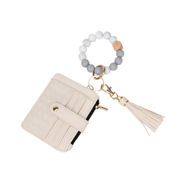 oly-59e2d26dc486afbdafbce65b7118316a Wholesale Pastoral PU Tassel Card Holder Wallet with Wrist Strap Keychain Chic Gift Accessory