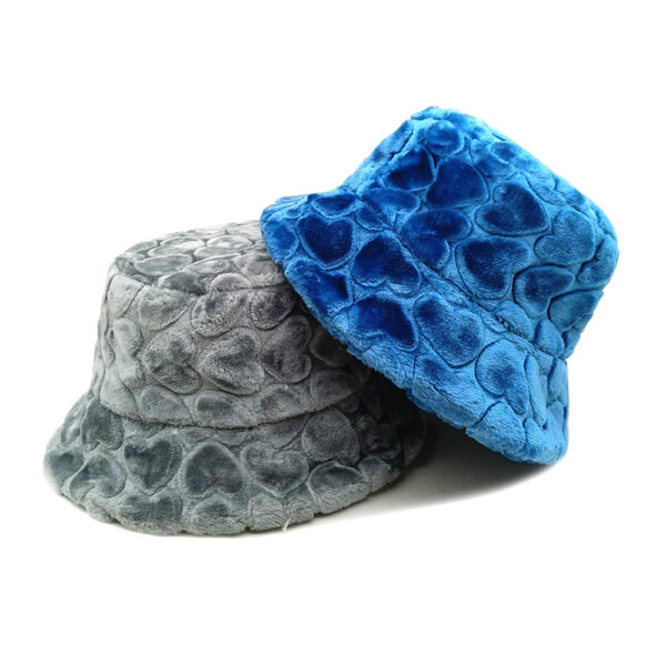 Wholesale Plush Fisherman Hat Heart Pattern Women's Casual Foldable Sun Hat