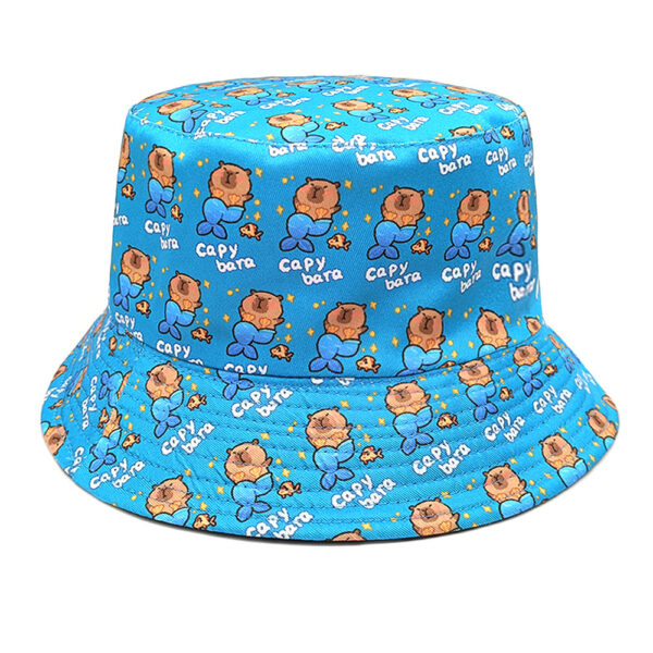 Wholesale Cartoon Pufferfish Capybara Print Bucket Hat Sun Protection Stylish Unisex Fashion Accessory