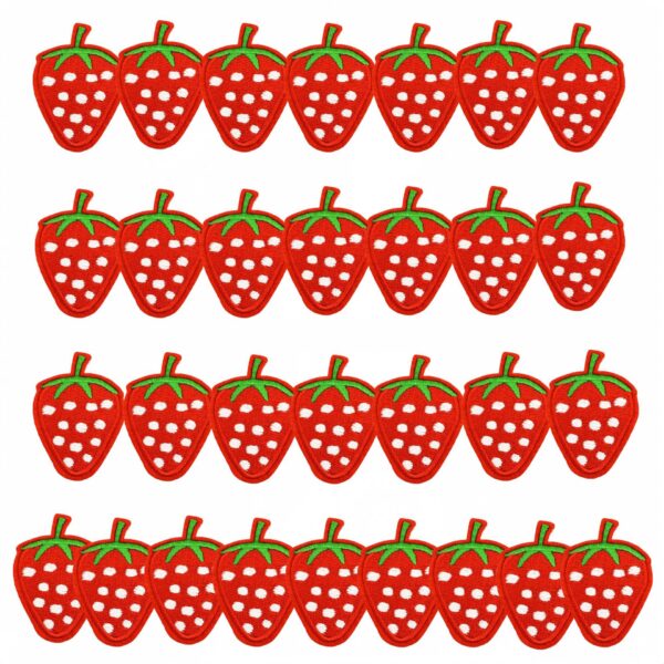 oly-5a5863a77868625e7a6b98429f7c9daf Wholesale Cartoon Embroidered Strawberry Iron On Patch Polyester Thread Decorative Accessory
