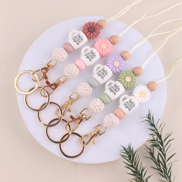 Wholesale Silicone Beaded Lanyard Keychain  Chic ID Badge or Cup Charm for Everyday Accessory