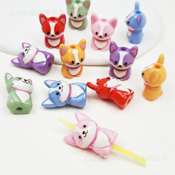 oly-5ac4974b5d7af8885c9cafd727cffd93 Wholesale Acrylic 3D Corgi Puppy Beads Trendy DIY Phone Chain Keychain Decorative Accessory for Gift or Boutique