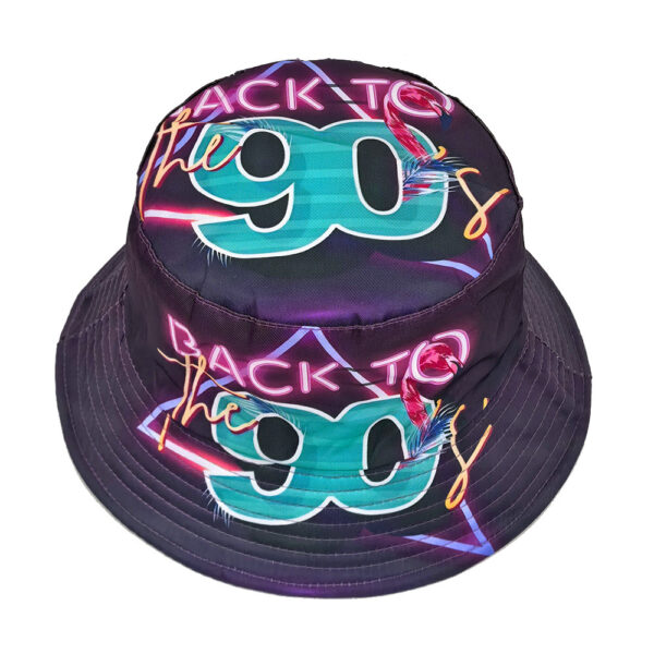 Wholesale Retro 90s Letter Print Bucket Hat Trendy Sun Protection Hat Fashion Accessory