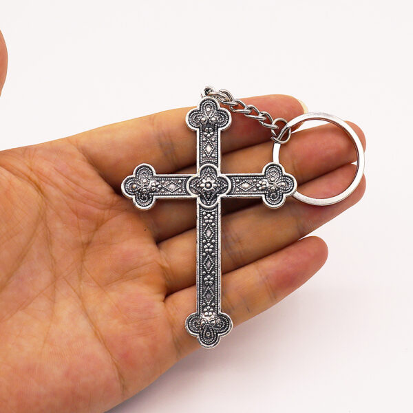 oly-5acd1d920b4ba1a7fbcc143bcd06f122 Wholesale Cross Keychain Pendant Alloy Silver Bag Charm Key Accessory