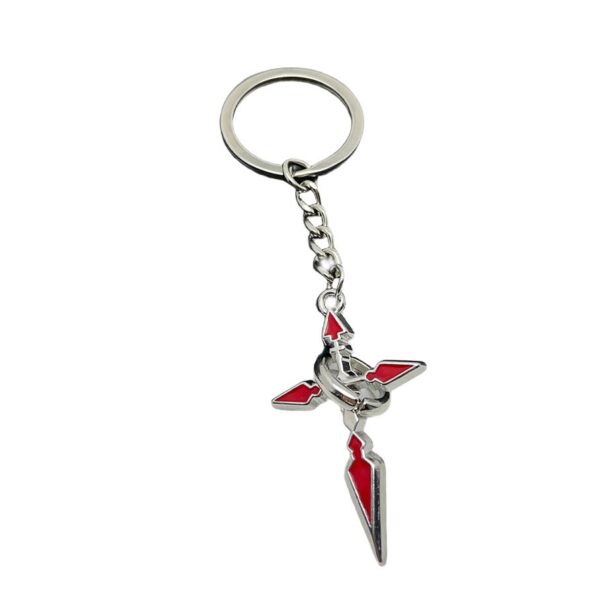 Wholesale Red Distressed Cross Pendant Keychain, Punk Style, Zinc Alloy Car Key Accessory