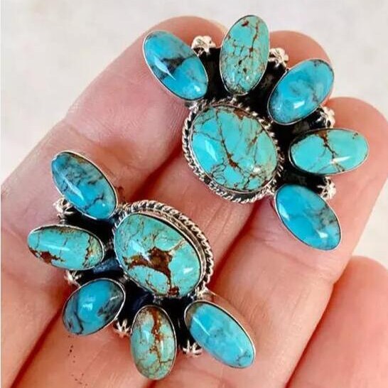 oly-5af8f43c1cb08ed082dcf63a6dd8bf3a Wholesale Boho Turquoise Earrings Geometric Flower Design Vintage Style Fashion Accessory