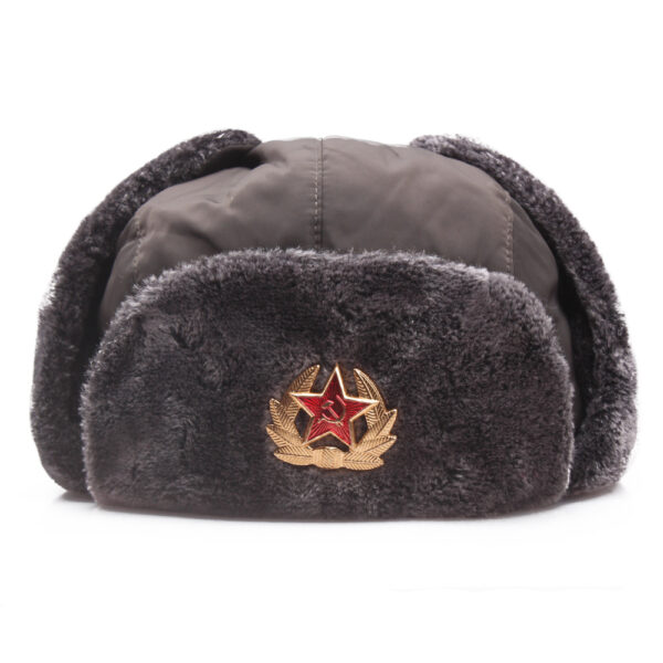 oly-5b2272a4f780f55ab0a4362e23954da2 Wholesale Polyester Cotton Soviet Badge Lei Feng Hat Windproof Winter Earflap Hat Unisex
